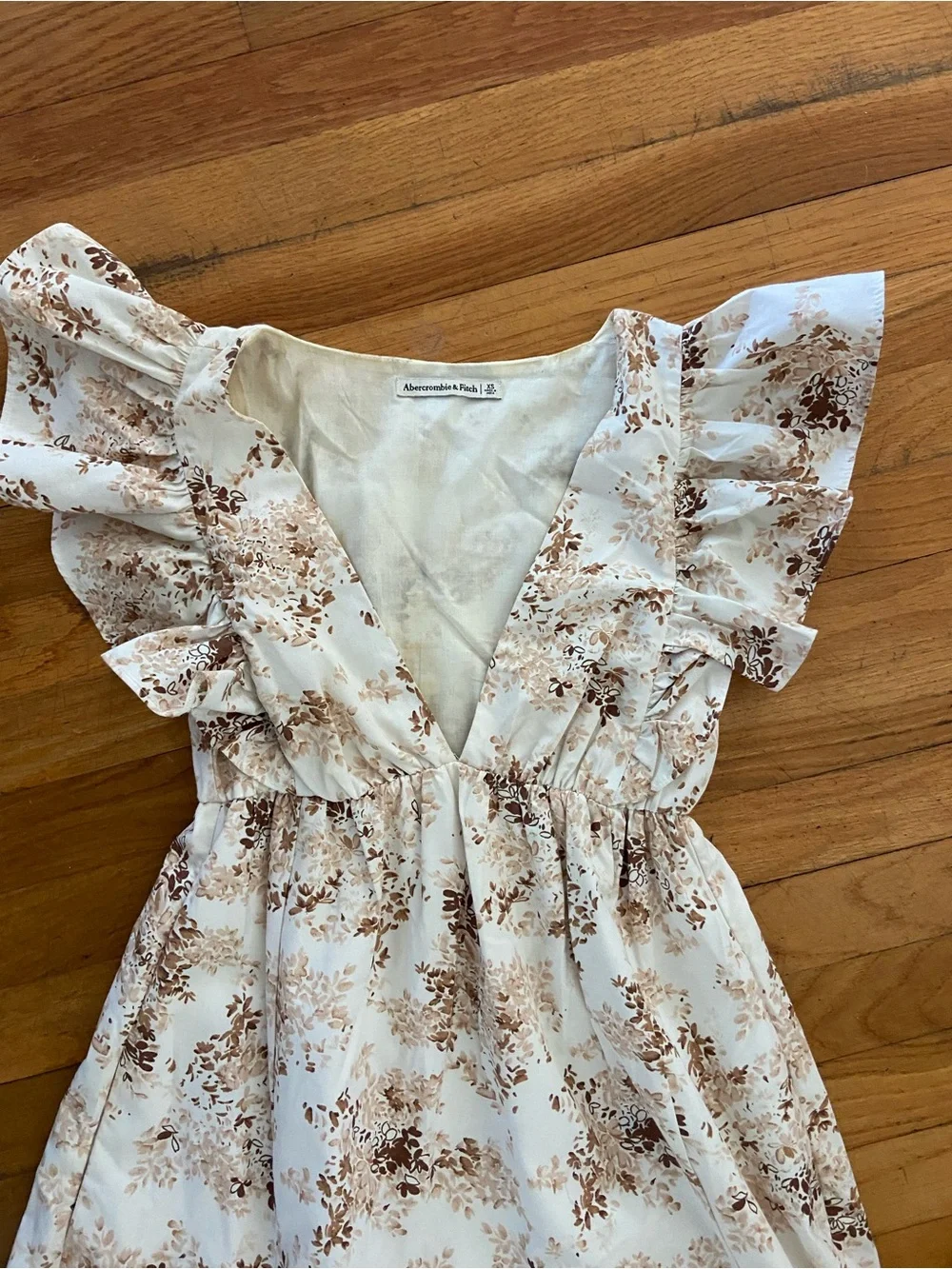 Abercrombie & Fitch Cream Maxi Dress with Brown Floral Print